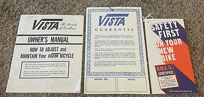 Vintage VISTA 10 Speed Bicycle Owner’s Manual Warranty Safety Card NIDA • $15