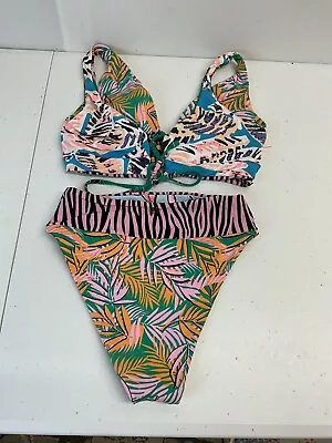 Anthropologie Maaji Bikini Subtle Petals Reversible Swimsuit Small Floral Tropic • $27.99