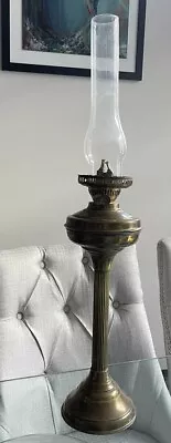 Vintage Brass Oil Lamp Duplex Glass Chimney • £30