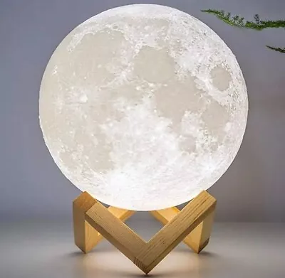 Moon Lamp LED Night Light Battery Powered With Stand Starry Lamp Bedroom 8cm  • $10