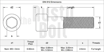 M3 X 3mm Socket Head Cap Screws 12.9 Steel Black • $2.60