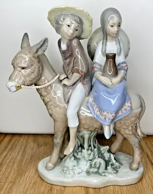 £240 • Buy Vintage Lladro Ride In The Country, Boy And Girl On Donkey Figurine 19.5cm
