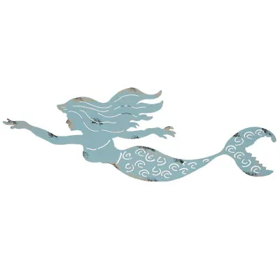 Mermaid Metal Wall Art - Rustic Blue Tropical Home Wall Decor - NEW • $17.14