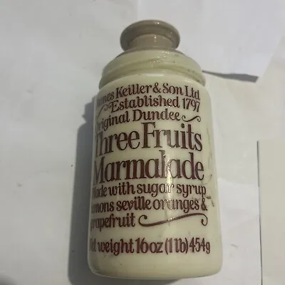 Vintage James Keiller & Son Ltd Dundee Three Fruits Marmalade Empty Jar Canister • £10