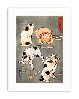 £12.99 • Buy Animals Cats Different Poses Utagawa Kuniyoshi Japan Painting Canvas Art Print