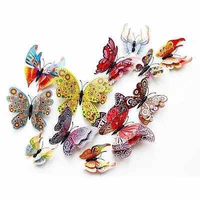 $6.95 • Buy 12 Pcs 3D Butterfly Wall Stickers PVC Children Room Decal Home Decoration Decor