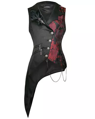 Punk Rave Womens Vest Waistcoat Black Red Gothic Visual Kei Steampunk Aristocrat • $93.37