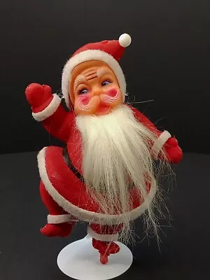 Vtg 8  Dancing Santa Clause Red Flocked Body-Hard Face-Big Booty-No Base** • $11.50