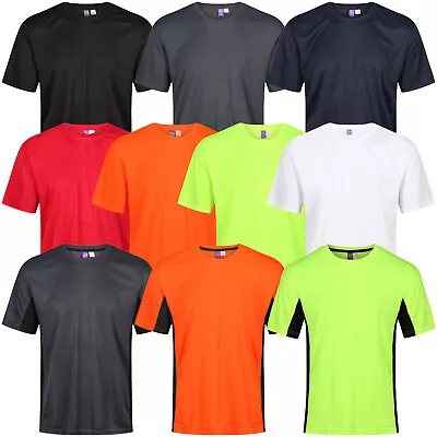 New Mens Breathable T Shirt Cool Dry Sports Performance Running Wicking Gym Top • £5.99