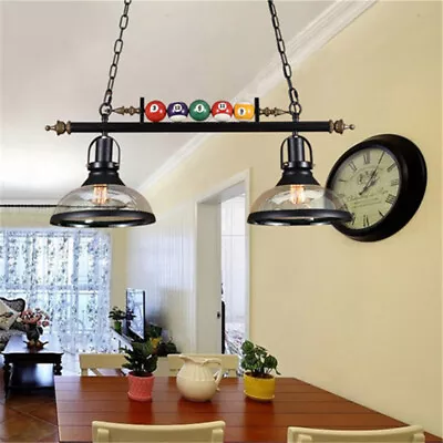 Vintage Island Pendant Lamp Pool Table Billiard Light Fixture With Glass Shade • $159