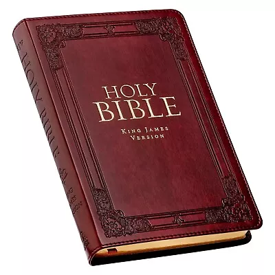 KJV Holy Bible Standard Size Burgundy Faux Leather W/Thumb Index And Ribbon Ma • $47.99