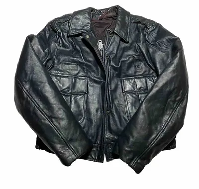 Vintage CHICAGO POLICE JACKET  LEATHER Motorcycle Jacket Small AG9 • $160