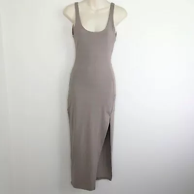 Kookai Body Con Singlet Dress Size 1 Moonshadow Taupe Sleeveless Nylon Midi • $65