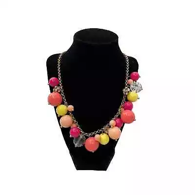 J Crew Necklace Beads Crystal Rhinestone Pink Yellow Peach • $32