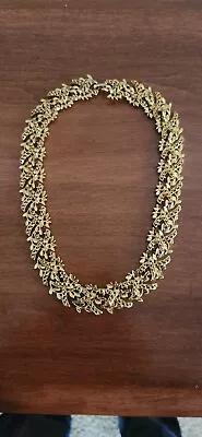 Vintage Gold Tone Leaves Bib Necklace Tone 16.5  • $8.99