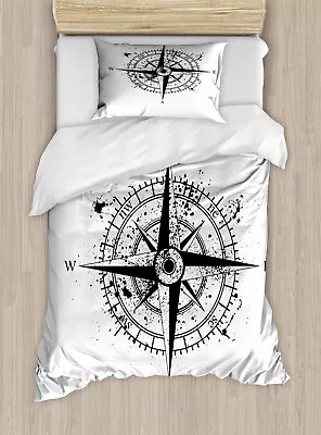 Maritime Duvet Cover Set Grunge Splashes Windrose • £32.99