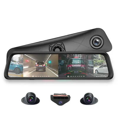 Panoramic WIFI Dash Cam 4 Cameras Lens 12 Screen Android Car Rearview Mirror Dvr • $279.30