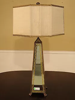 F39391: Quality Hollywood Regency Mirrored Table Lamp • $395