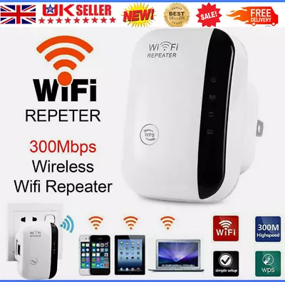 WiFi Signal Extender Range Repeater Booster Internet Amplifier 300Mbps UK Plug • £8.99