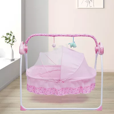 USB Electric Baby Crib Shaker Cradle Swing Sleep Bed Rocking Chair W/Music&Toys • £78