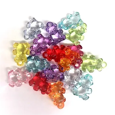 £3 • Buy 20 X Bright Colour Mixed Teddy Bear Charms, Baby Shower, Dummy Clips
