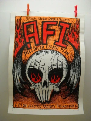 $39.95 • Buy 2006 Rock Concert Poster AFI Print Mafia S/N LE 125 Electric Factory Skull Flame