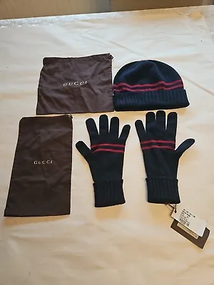 Gucci Midnight Blue/Bordeau Beanie And Gloves - XL • $159.99