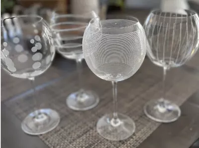 Mikasa Cheers Balloon Wine Glasses Goblets Etched Slovakia Large 24.5 Oz Set /4 • $39.99