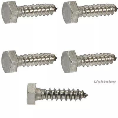 3/8 X 1-3/4  Lag Bolts Hex Head Stainless Steel Heavy Duty Wood Screws Qty 10 • $13.71