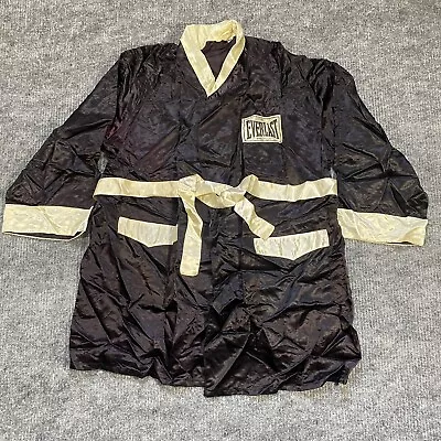 Vtg 90s USA MADE Everlast Boxing MMA Satin Black White Robe Logo Men’s Size 40 • $99.99