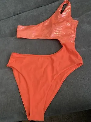 Zaful Neon Orange Cut Out Swimsuit Size 10 • £28.98