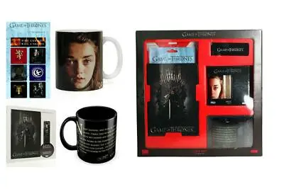 Game Of Thrones Gift Set Notebook Magnetic Bookmark Magnet Set & 2 Ceramic Mugs • £16.45