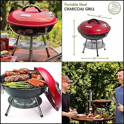 BBQ 14  X 14  X 15  Portable Charcoal Grill 14  (Red) • $24.45