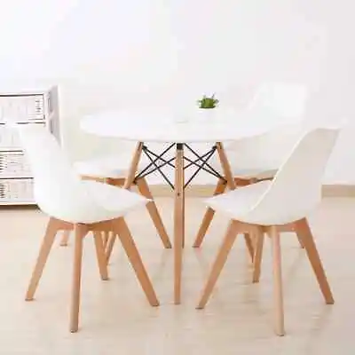 2/ 4 Dining Chairs And Round Dining Table Set Wooden Leg Lounge Bar Home Kitchen • £42.99