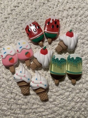 £4.58 • Buy 10Pcs Ice Cream Shaped Shoes Button DIY Decoration For Croc Charm Accessories