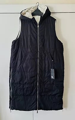 Be You Ladies Padded Reversable Black/Cream Long Gilet Size 22. • £26.99