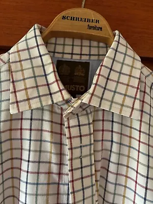 Musto Men's Beige Checked Cotton Shirt 15.5 Collar • £12