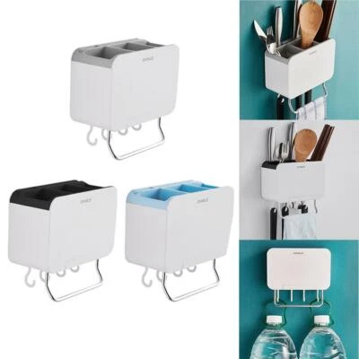 $22.86 • Buy Wall Mount Cutlery Drainer Rack With Towel Bar Utensil Caddy Flatware Storage