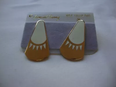 Vintage Samuel Huang Designer Cloisonne Retro Abstract Gray Enamel Earrings • $3.99