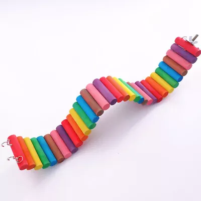 Colorful Wooden Pet Ladder Bridge Stair Gerbil Hamster Parrot Rodent Rat Toy • £8.18