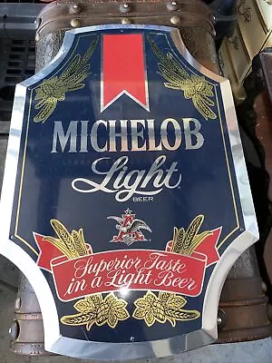 Vintage  MICHELOB  LIGHT BEER SIGN APPROX  26” X 17” METAL Authentic • $29.99