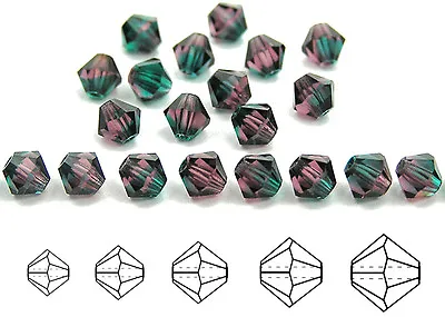 Czech Bicone Crystal Beads Thistle 2tone Purple Green Rondelle Diamond • $2.49