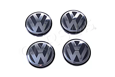 Genuine VW Beetle Golf Gol Fox Polo Jetta Hub Cap Logos 4 Pcs 56mm 1J0601171XRW • $51.37
