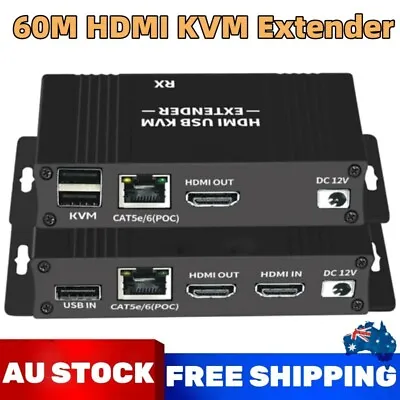 60M HDMI USB KVM Extender Splitter Loop POC Cable Over Cat5e/6 Ethernet 1080P  • $55.99