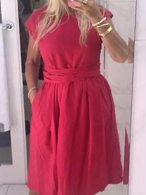 $80 • Buy Gorman Dress Size 12- Hot Pink 100% Organis Cotton Wrap Waist Tie