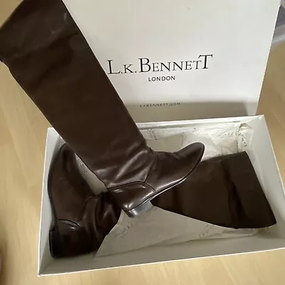 £49.99 • Buy L.K.BENNETT Brown Florena Genuine Leather Knees High Boots Size 6 EU 39
