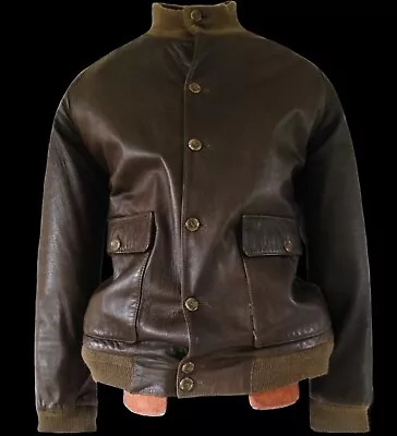 BURBERRY LEATHER Bomber Flight Motorcycle Biker Aviator Sports Pilot Jacket Coat • $195.80