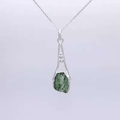 Genuine Raw Moldavite Pendant 925 Sterling Silver Handmade Jewellery For Women • $29.14