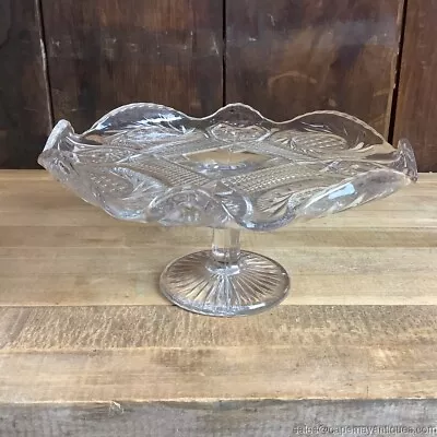 Vintage Glass Pedestal Cake Stand Or Dessert Candy Stand Scalloped Rim Stacking • $29.99