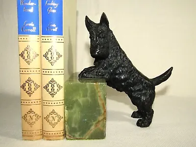 Large Vintage Austrian Cold Painted Bronze Scottish Terrier & Onyx Bookend • £160
